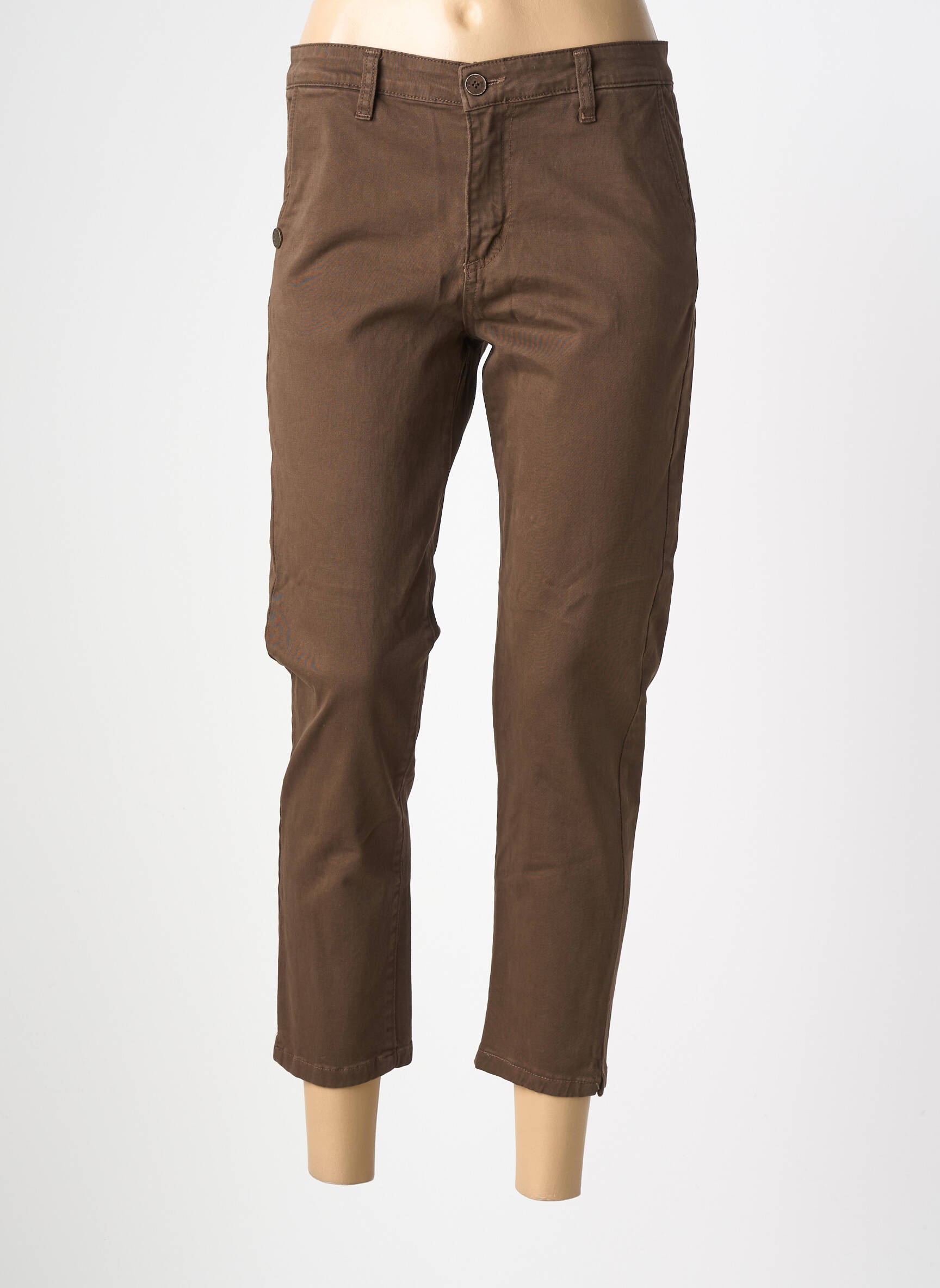 Pantalon slim tissage popeline taille normale marron PAKO LITTO femme