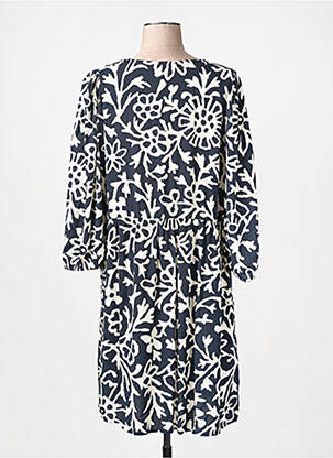 Robe mi-longue imprimé fantaisie manches longues bleu LA FEE MARABOUTEE femme