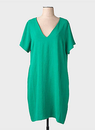 Robe mi-longue tissage crêpe manches courtes vert MOLLY BRACKEN femme