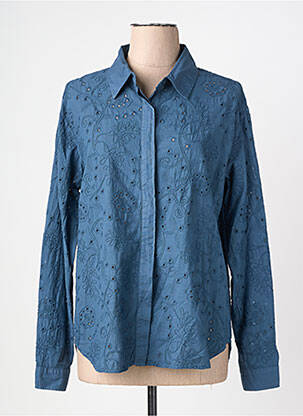 Chemisier coupe droite manches longues bleu PAKO LITTO femme