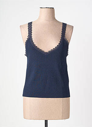 Débardeur tissage côtelé sans manche bleu MOLLY BRACKEN femme