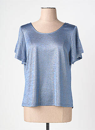 Top stretch manches courtes bleu MOLLY BRACKEN femme