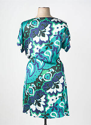 Robe mi-longue imprimé fantaisie manches courtes vert LA FEE MARABOUTEE femme