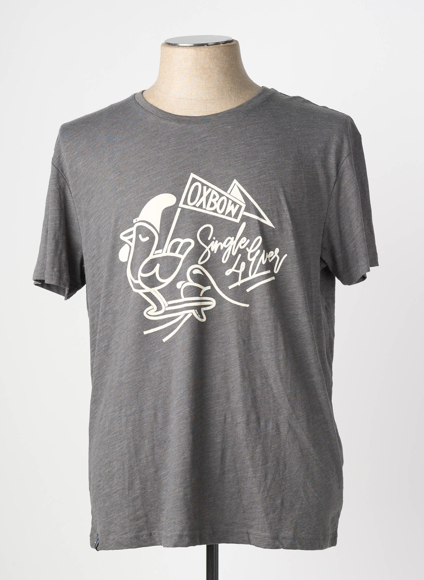 T-shirt sérigraphie floquée manches courtes gris OXBOW homme