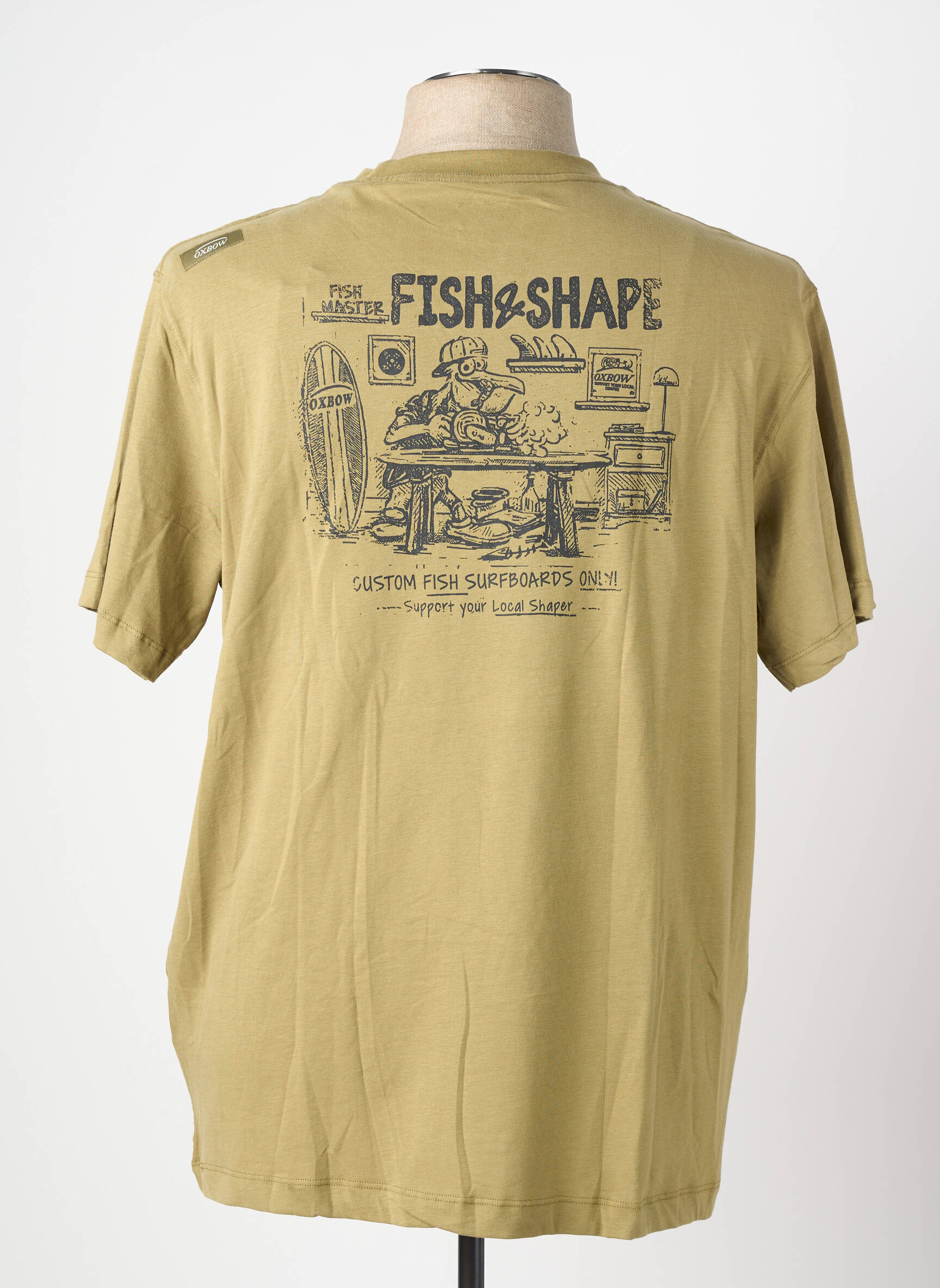 T-shirt sérigraphie floquée manches courtes vert OXBOW homme
