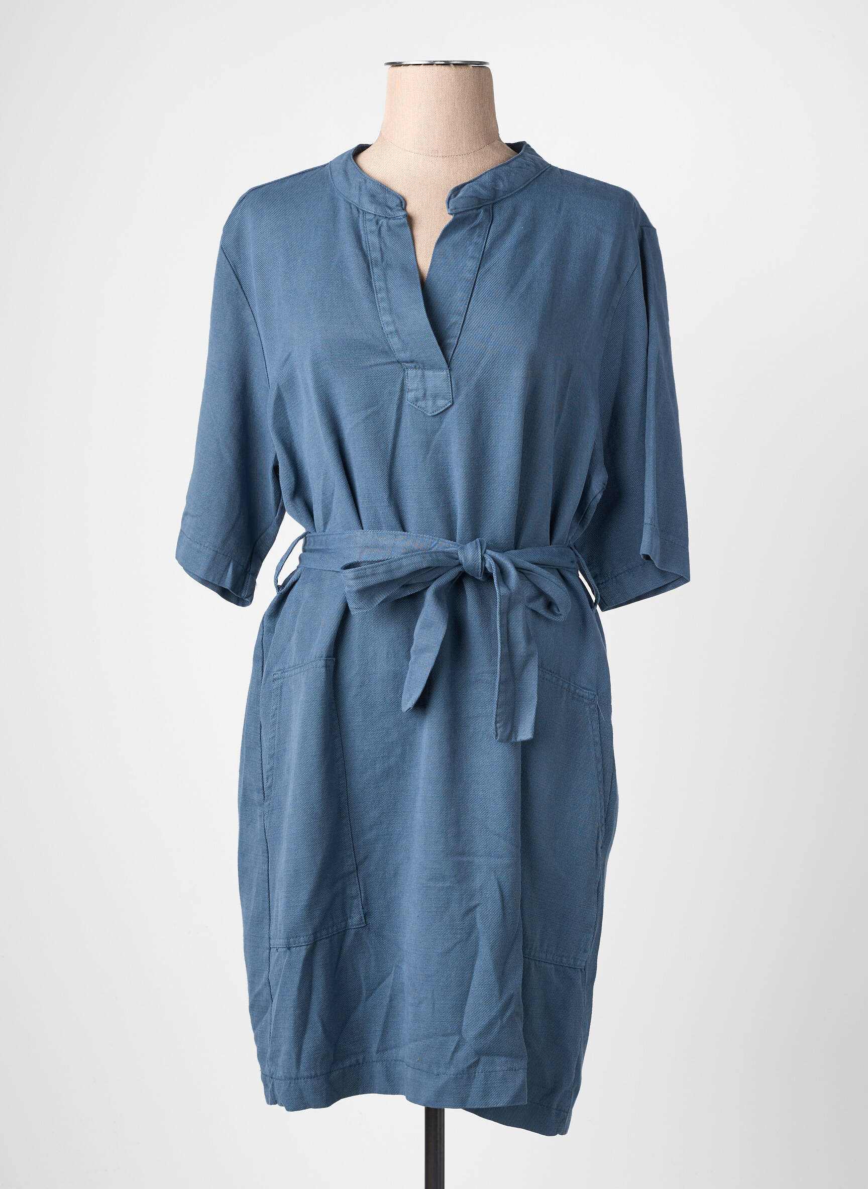 Robe mi-longue manches courtes manches courtes bleu PAKO LITTO femme