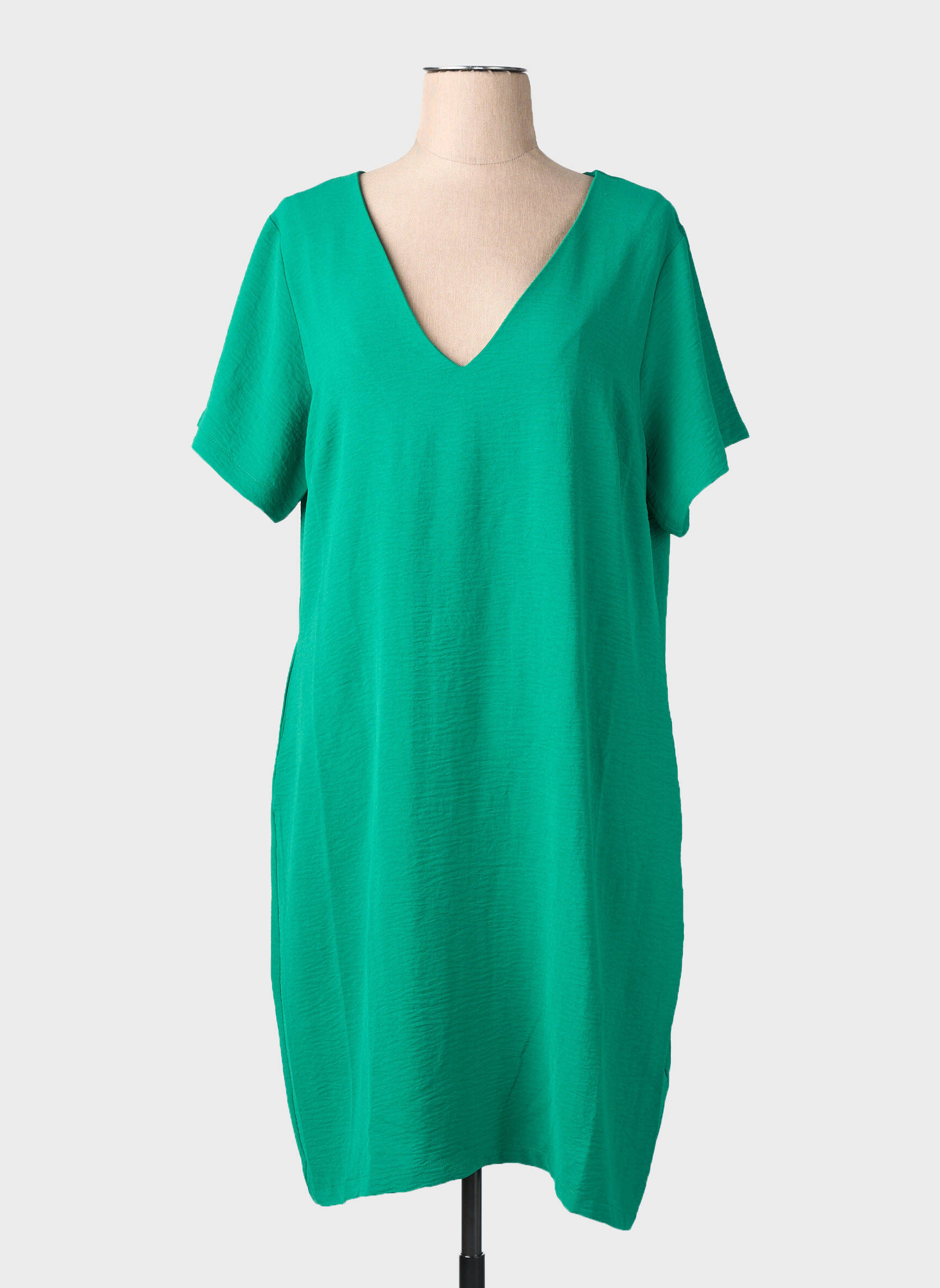 Robe mi-longue tissage crêpe manches courtes vert MOLLY BRACKEN femme