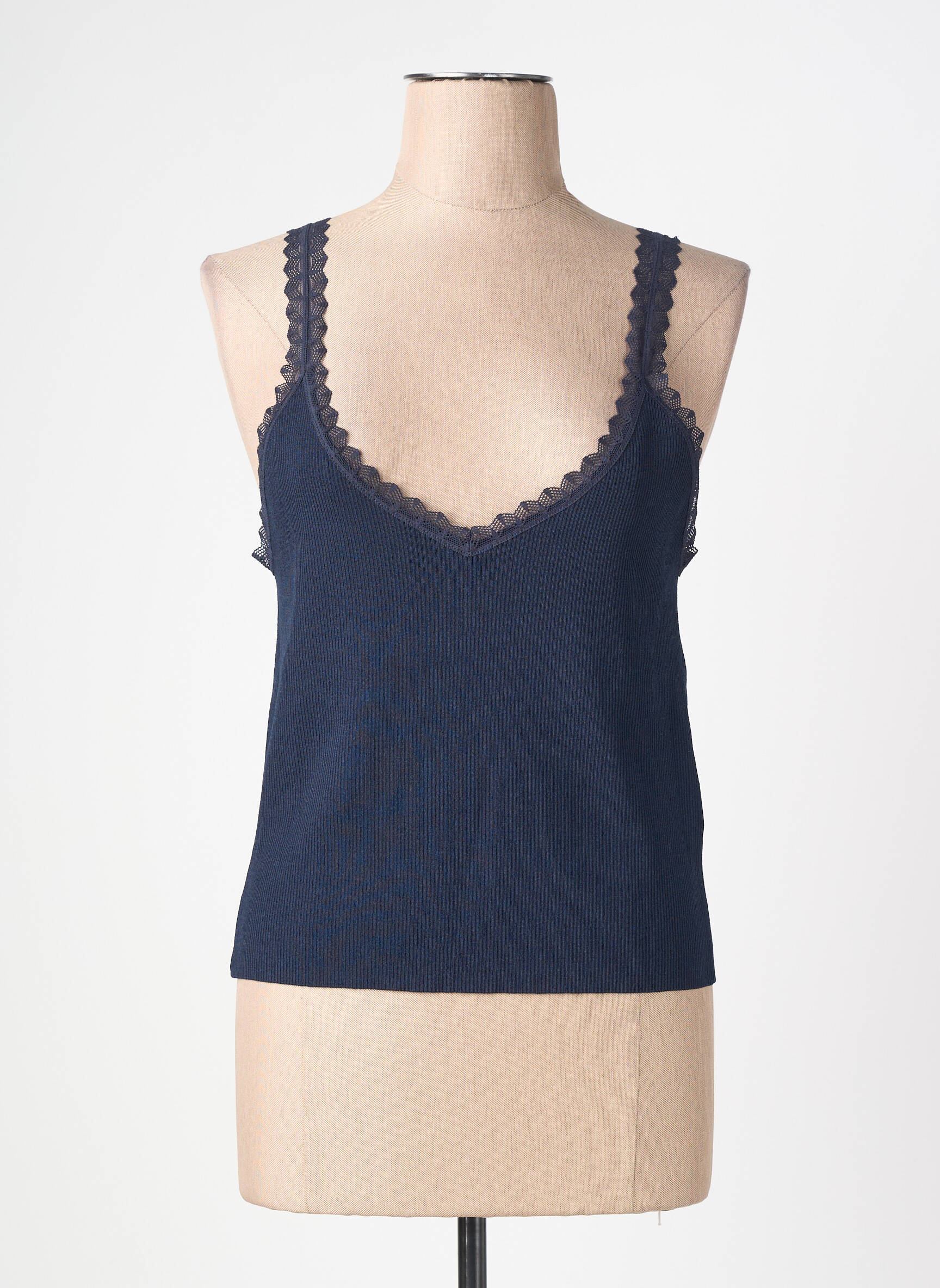Débardeur tissage côtelé sans manche bleu MOLLY BRACKEN femme