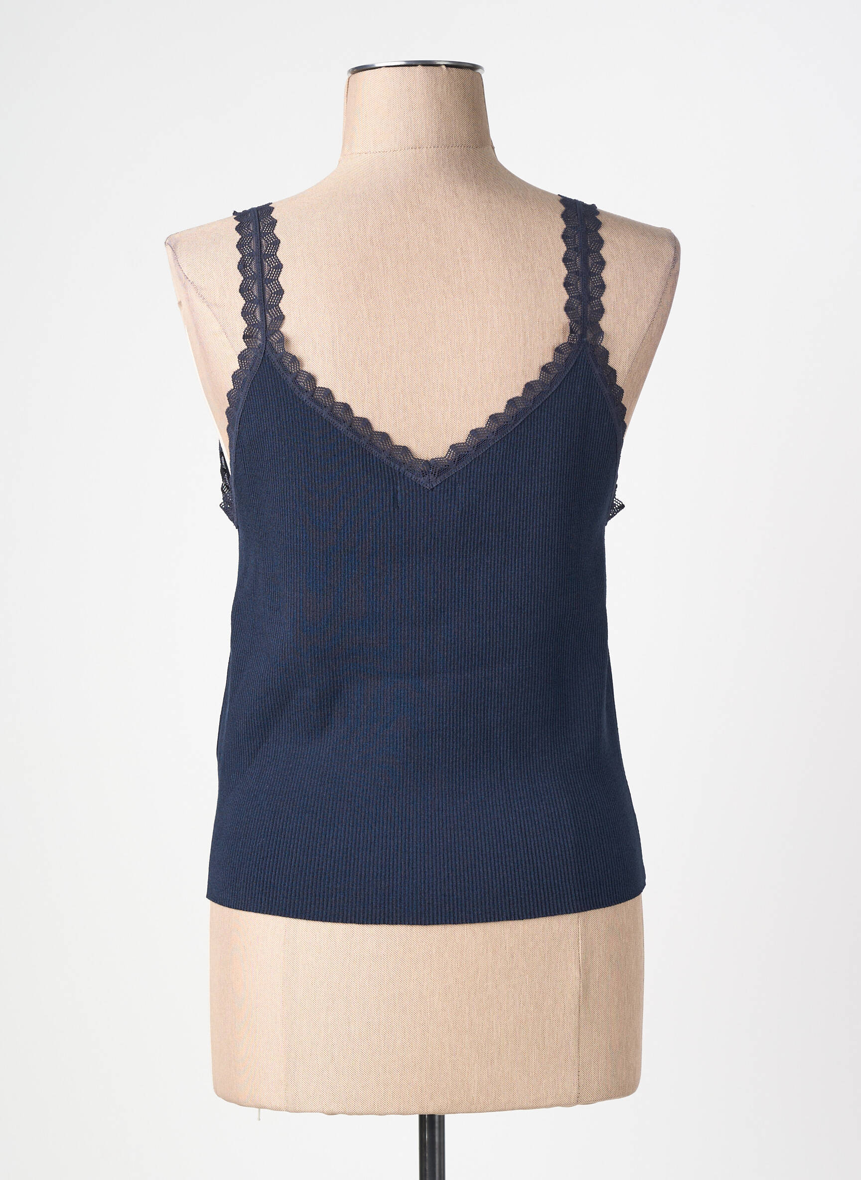 Débardeur tissage côtelé sans manche bleu MOLLY BRACKEN femme