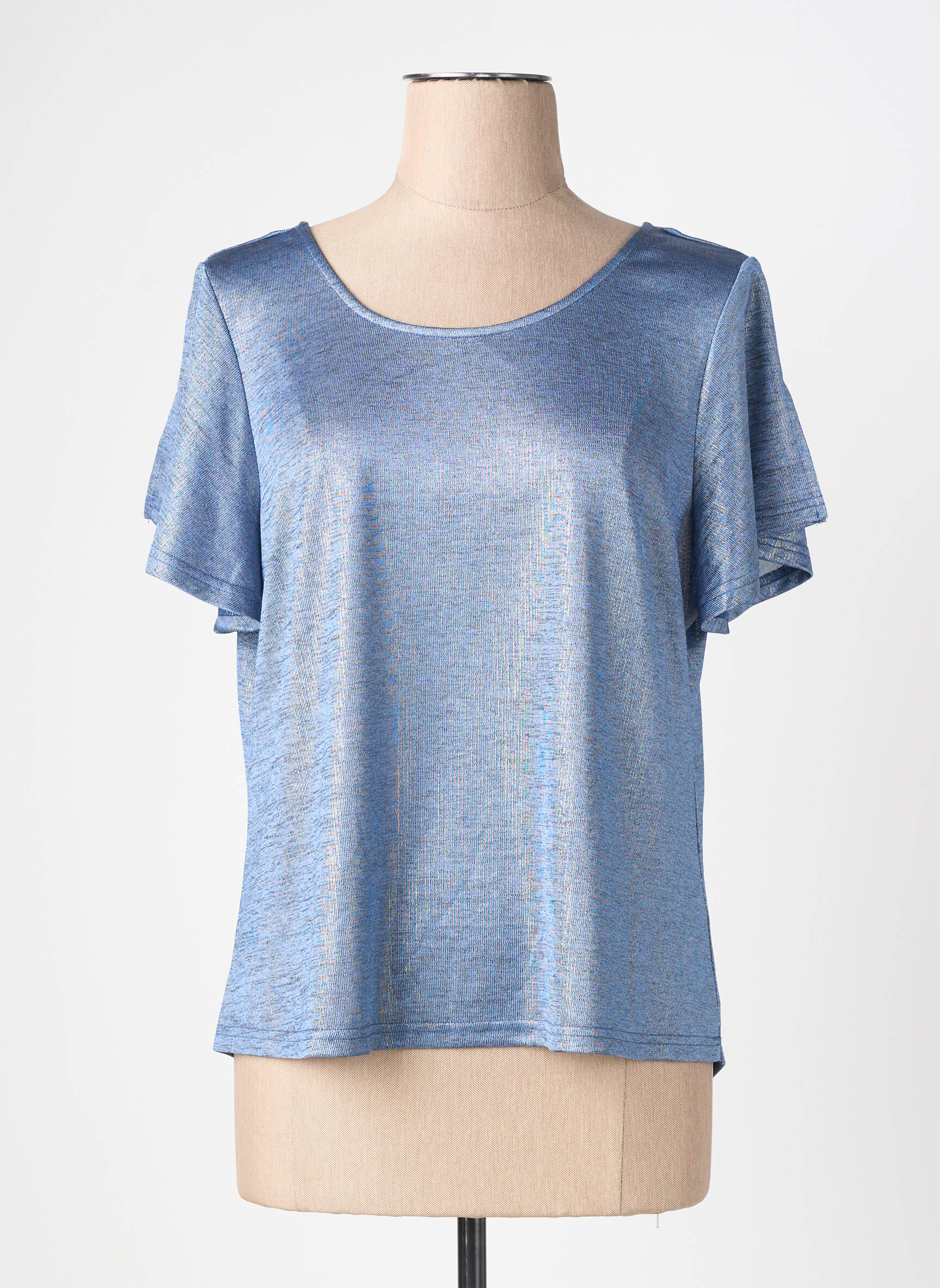 Top stretch manches courtes bleu MOLLY BRACKEN femme