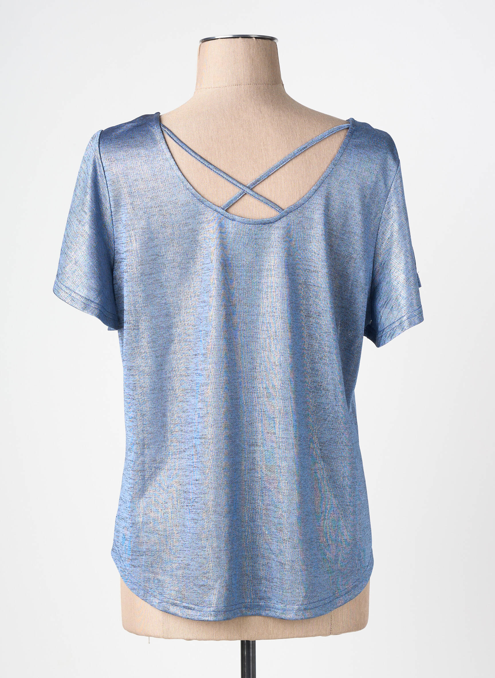 Top stretch manches courtes bleu MOLLY BRACKEN femme