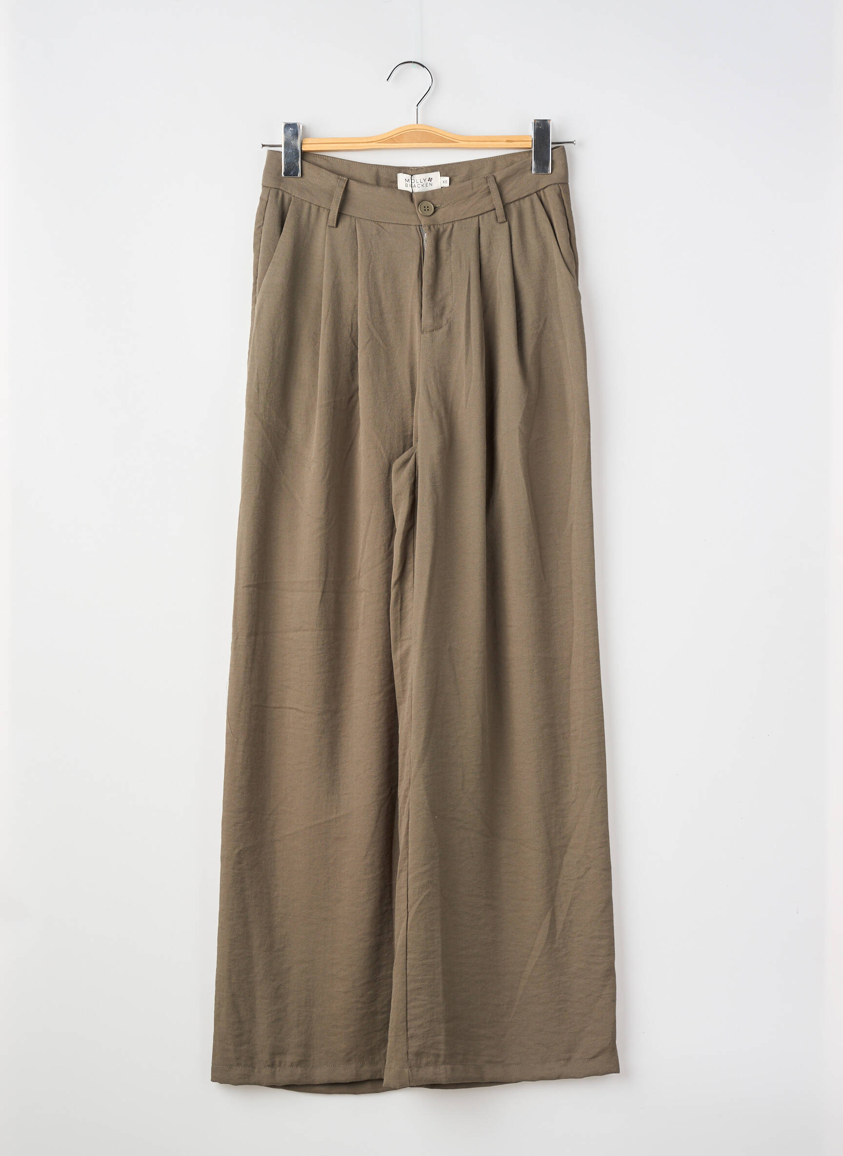 Pantalon large tissage popeline taille normale vert MOLLY BRACKEN femme