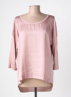 Top col rond manches 3/4 rose C'EST BEAU LA VIE femme