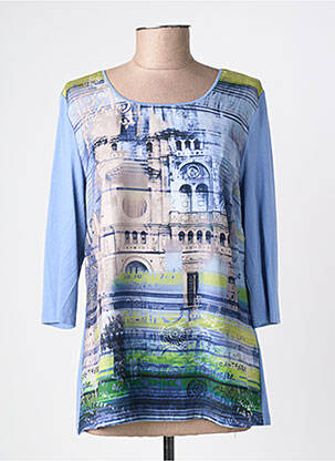 T-shirt manches 3/4 manches 3/4 bleu BARBARA LEBEK femme