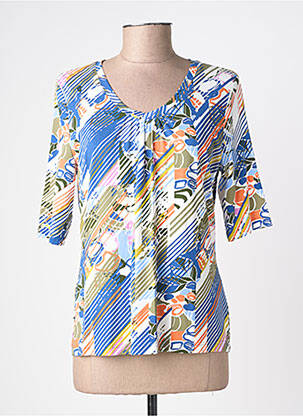 T-shirt imprimé fantaisie manches courtes bleu BARBARA LEBEK femme