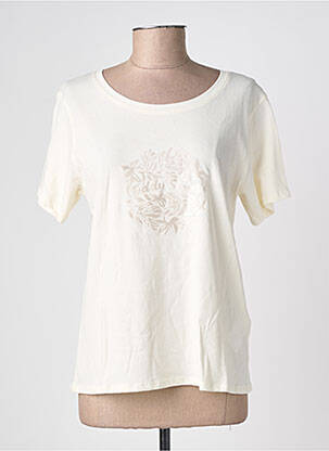 T-shirt sérigraphie floquée manches courtes beige TEDDY SMITH femme
