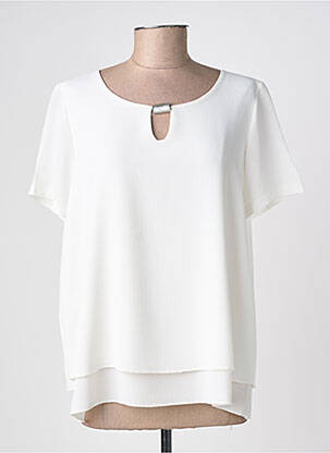 Top tissage crêpe manches courtes blanc THE STYLE femme
