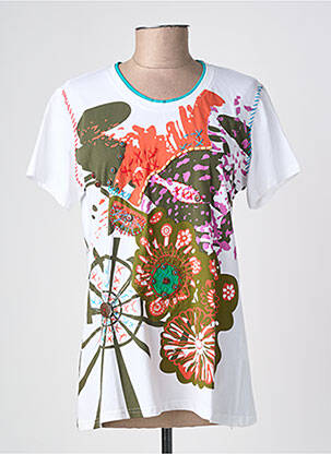 T-shirt imprimé fantaisie manches courtes blanc QUATRE VINGT JOURS femme