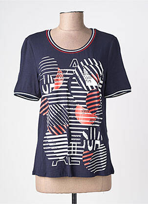 T-shirt imprimé fantaisie manches courtes bleu BARBARA LEBEK femme
