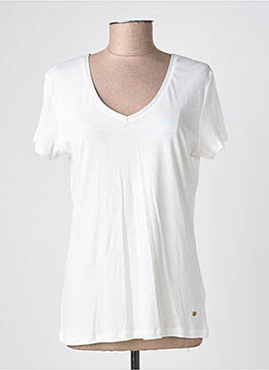 T-shirt col v manches courtes blanc C'EST BEAU LA VIE femme