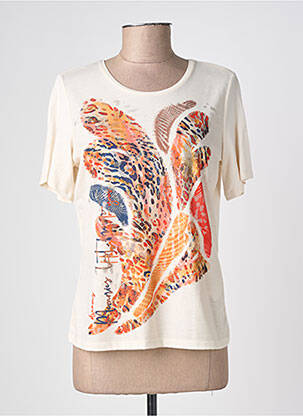 T-shirt imprimé fantaisie manches courtes beige BARBARA LEBEK femme