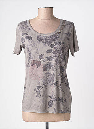 T-shirt imprimé fantaisie manches courtes marron CPM femme