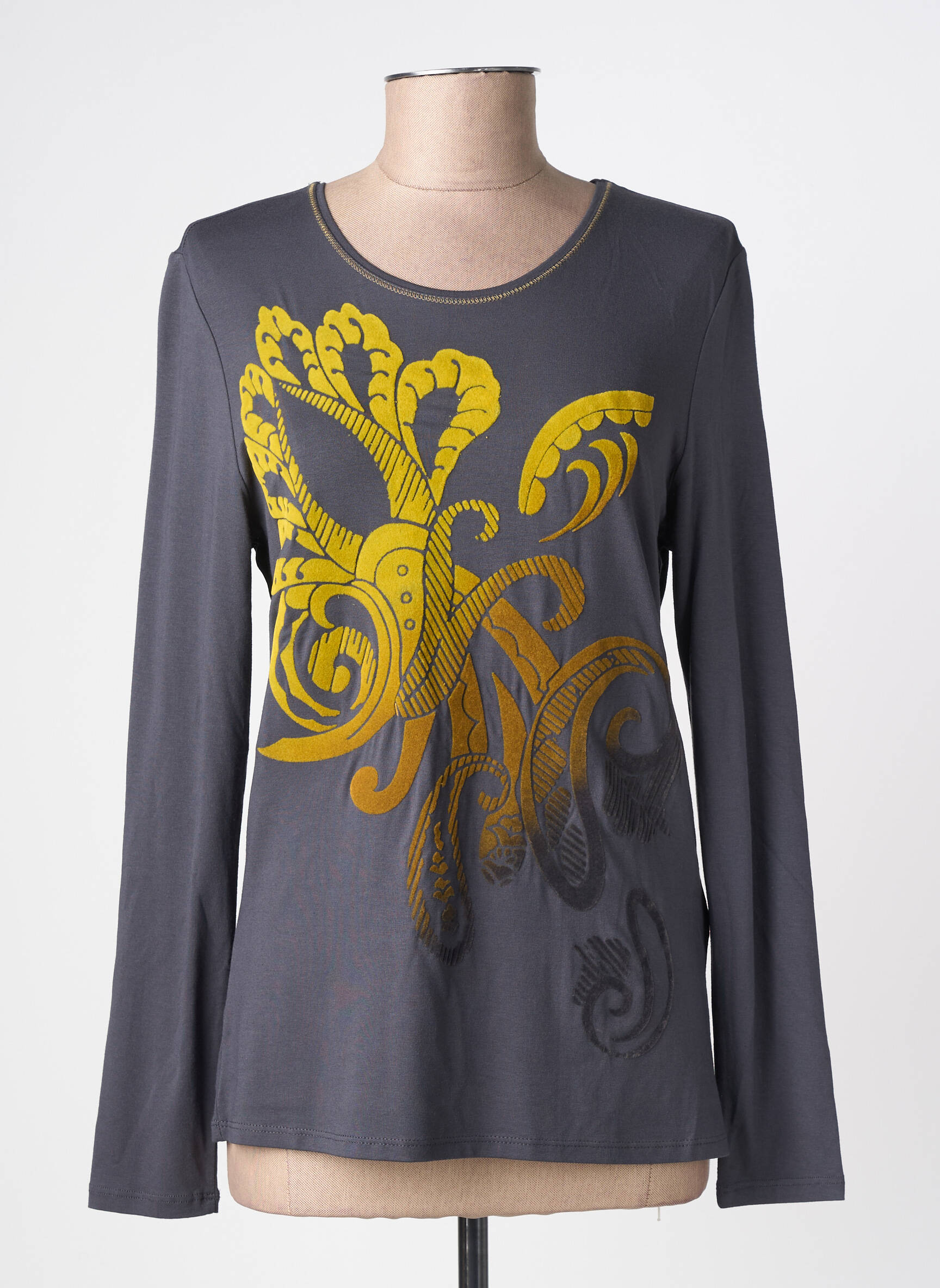 T-shirt manches longues manches longues gris BARBARA LEBEK femme
