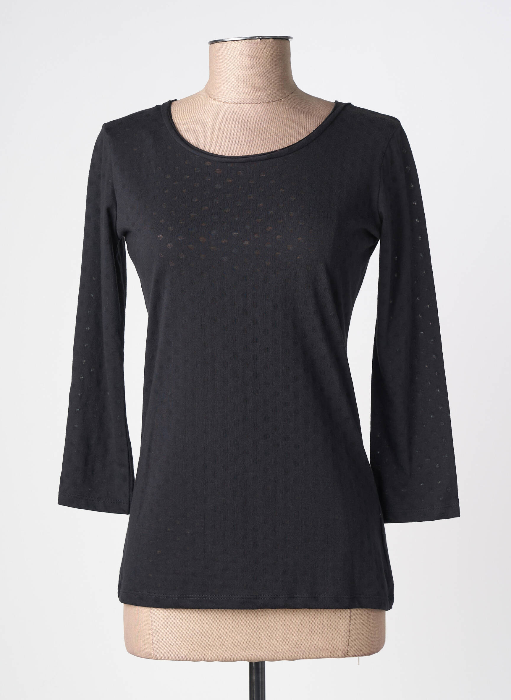 T-shirt manches 3/4 manches 3/4 noir C'EST BEAU LA VIE femme