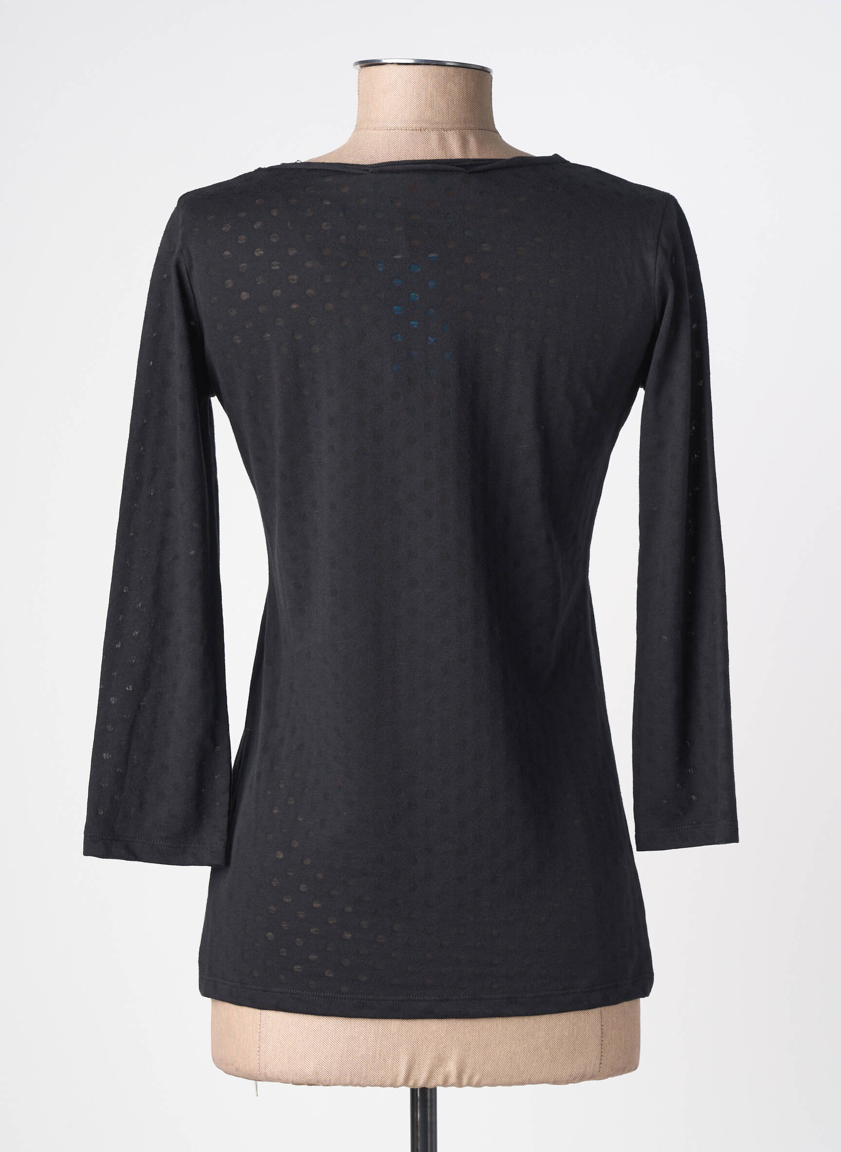 T-shirt manches 3/4 manches 3/4 noir C'EST BEAU LA VIE femme