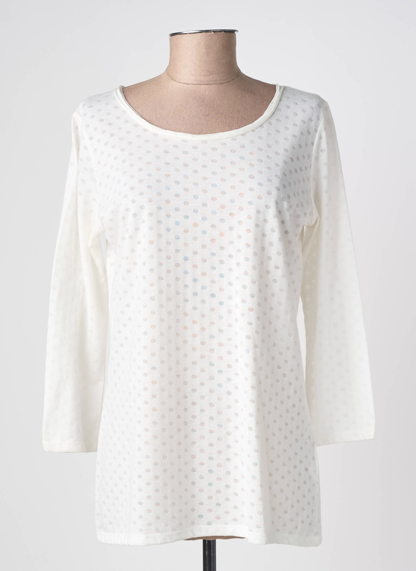 T-shirt manches 3/4 manches 3/4 blanc C'EST BEAU LA VIE femme