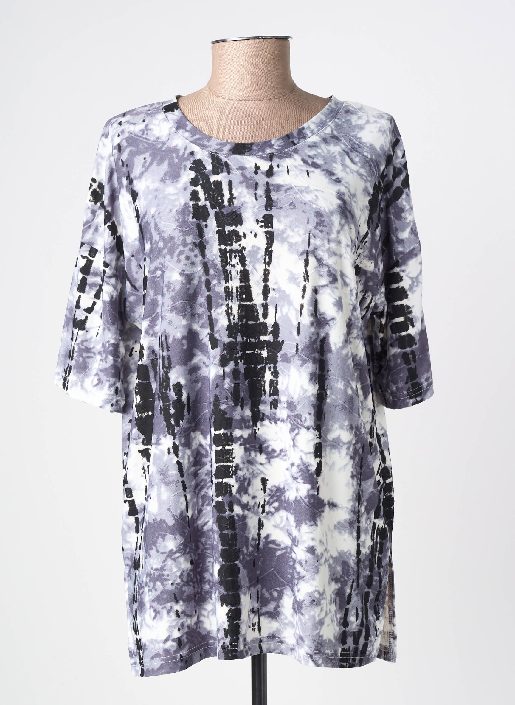 T-shirt imprimé fantaisie manches courtes gris M.X.O femme