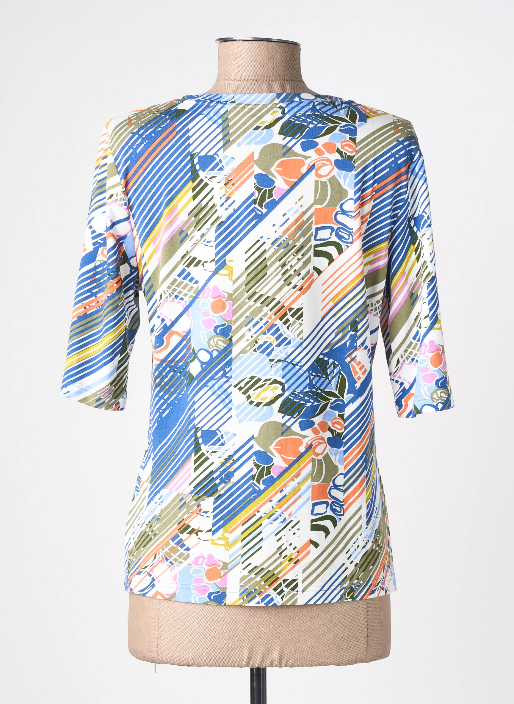 T-shirt imprimé fantaisie manches courtes bleu BARBARA LEBEK femme
