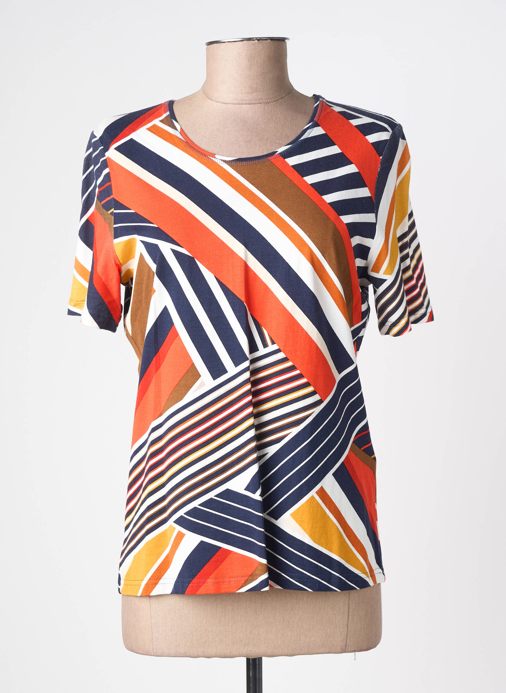 T-shirt imprimé fantaisie manches courtes orange BARBARA LEBEK femme