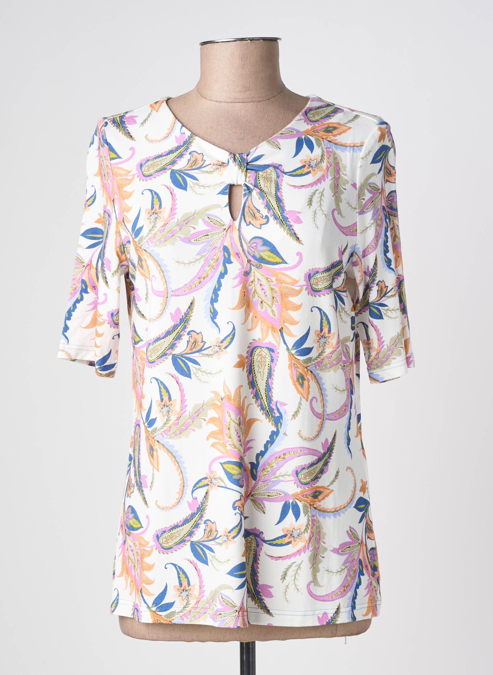 T-shirt imprimé fantaisie manches courtes blanc BARBARA LEBEK femme