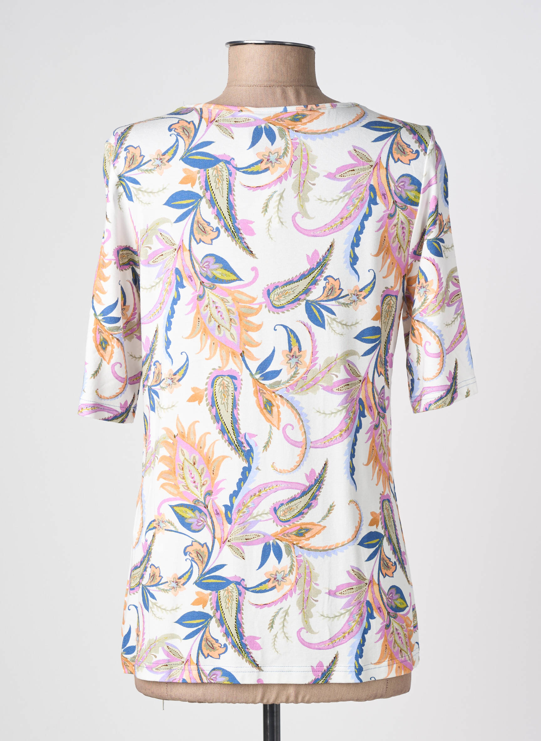 T-shirt imprimé fantaisie manches courtes blanc BARBARA LEBEK femme