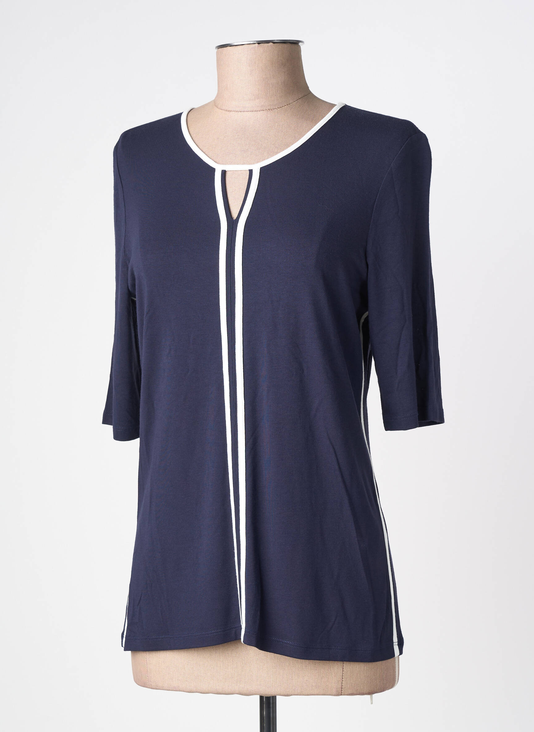 T-shirt stretch manches courtes bleu BARBARA LEBEK femme
