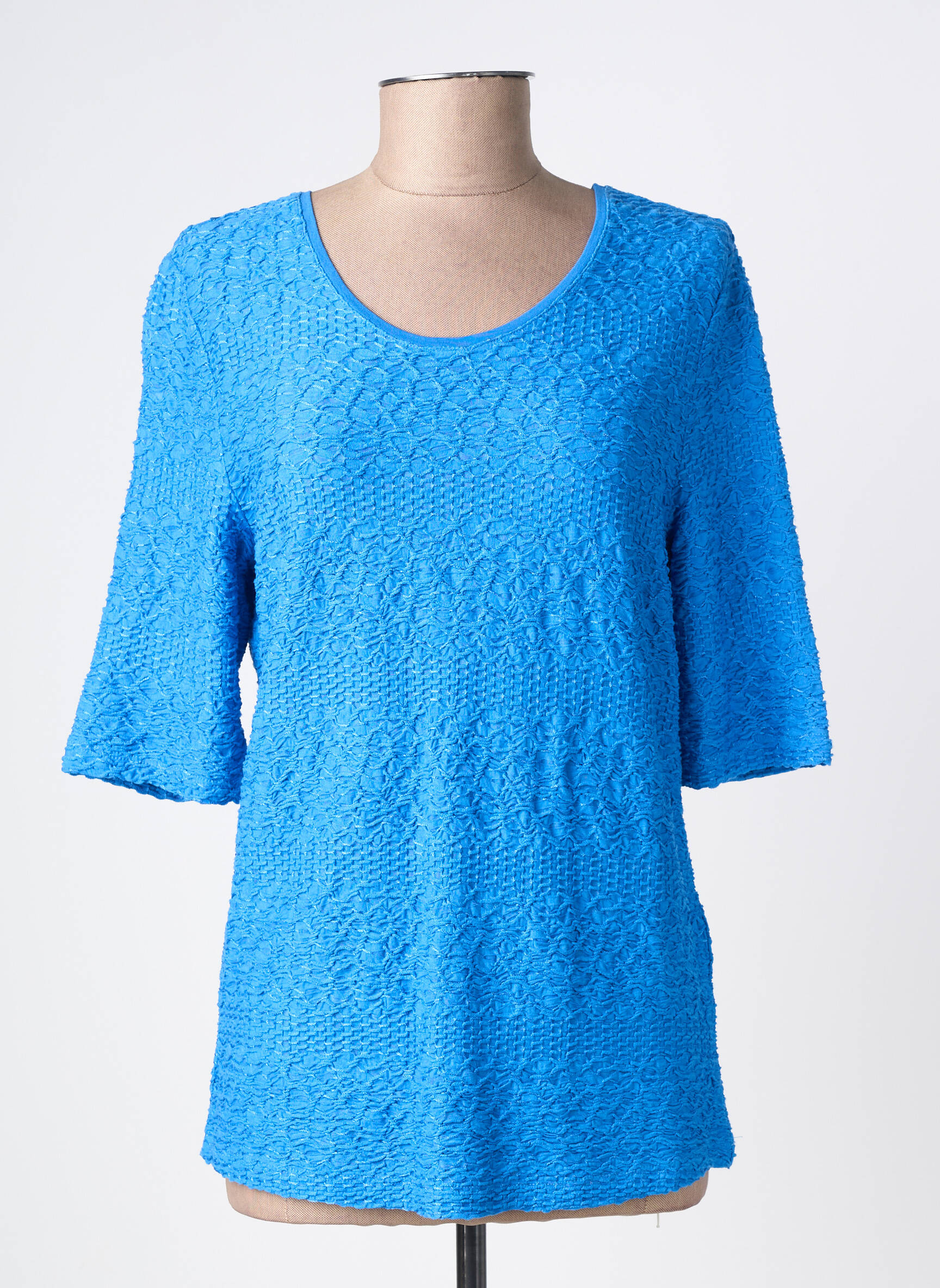 T-shirt stretch manches courtes bleu BARBARA LEBEK femme