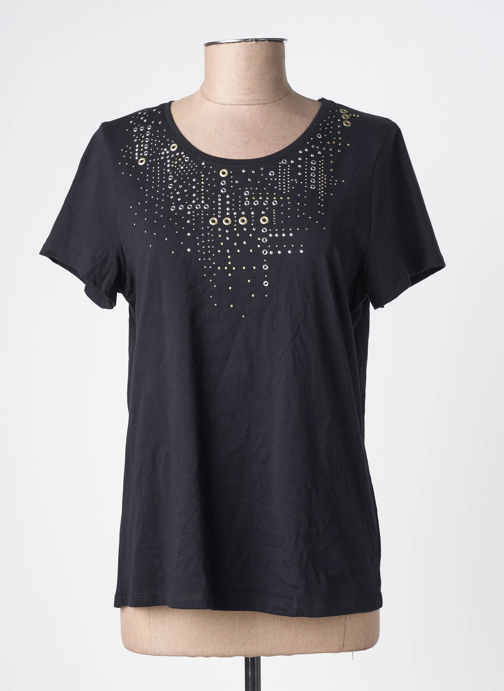T-shirt coupe droite manches courtes noir ABRIL femme