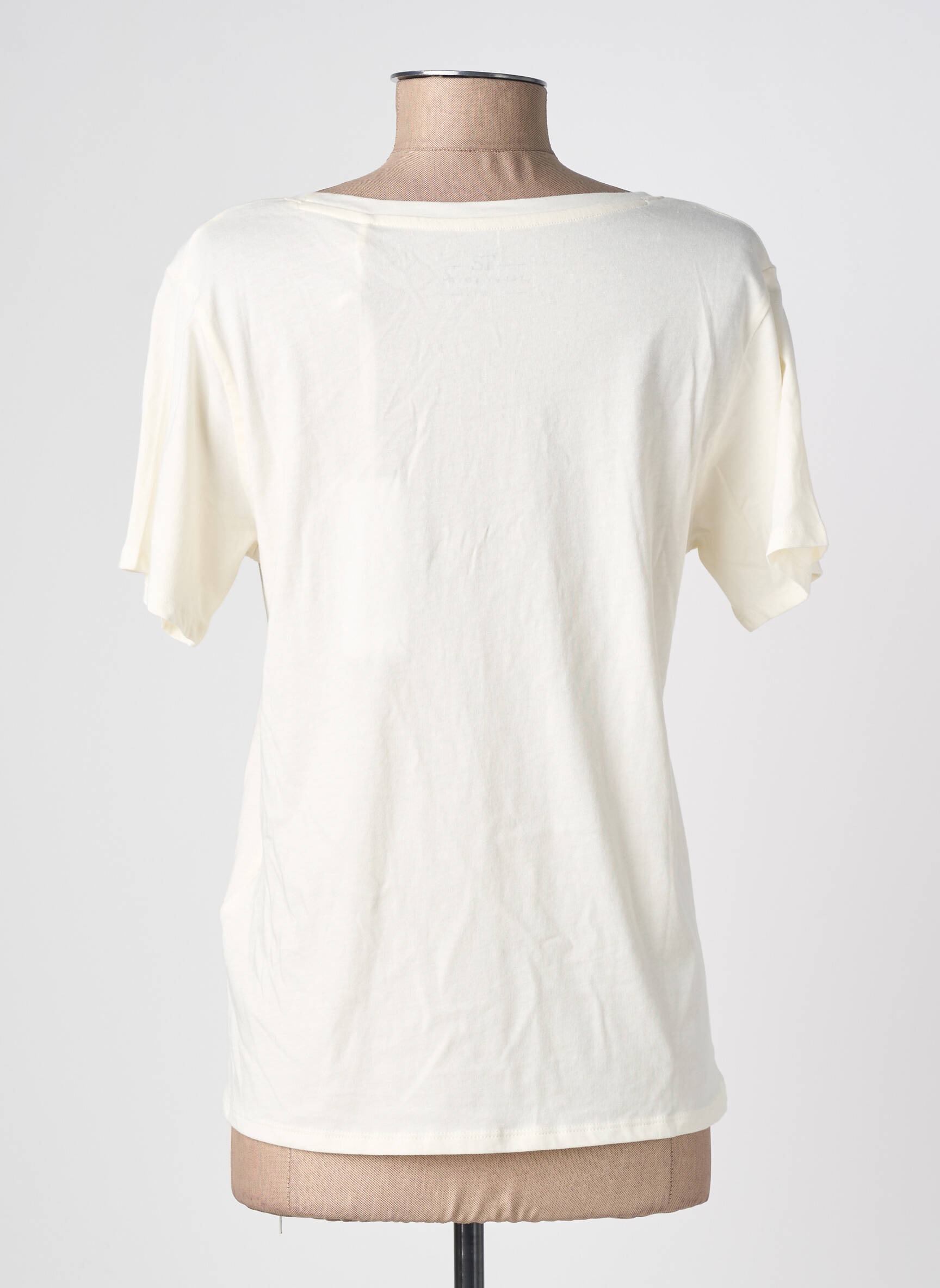 T-shirt sérigraphie floquée manches courtes beige TEDDY SMITH femme