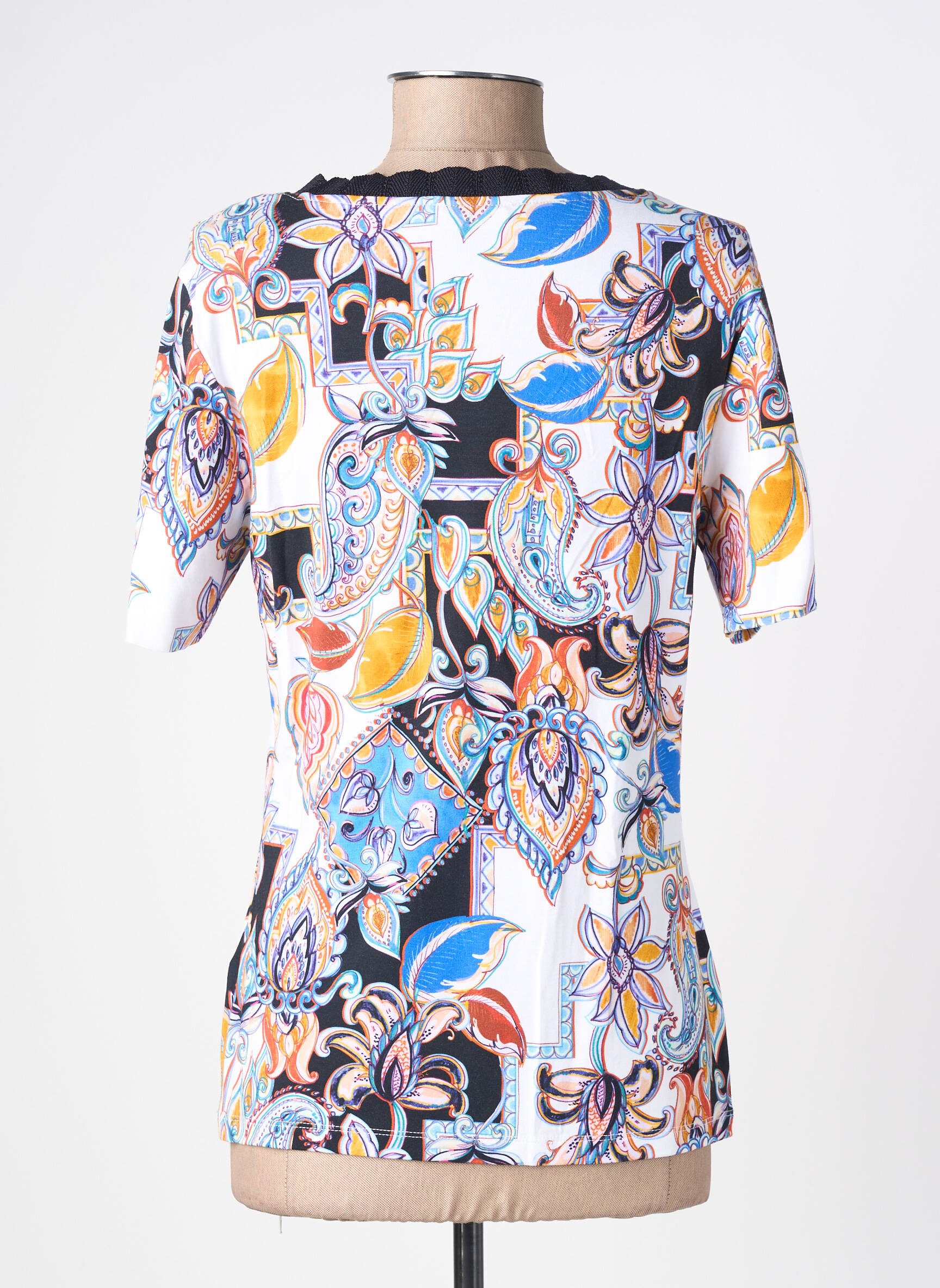 T-shirt imprimé fantaisie manches courtes bleu CONCEPT K femme