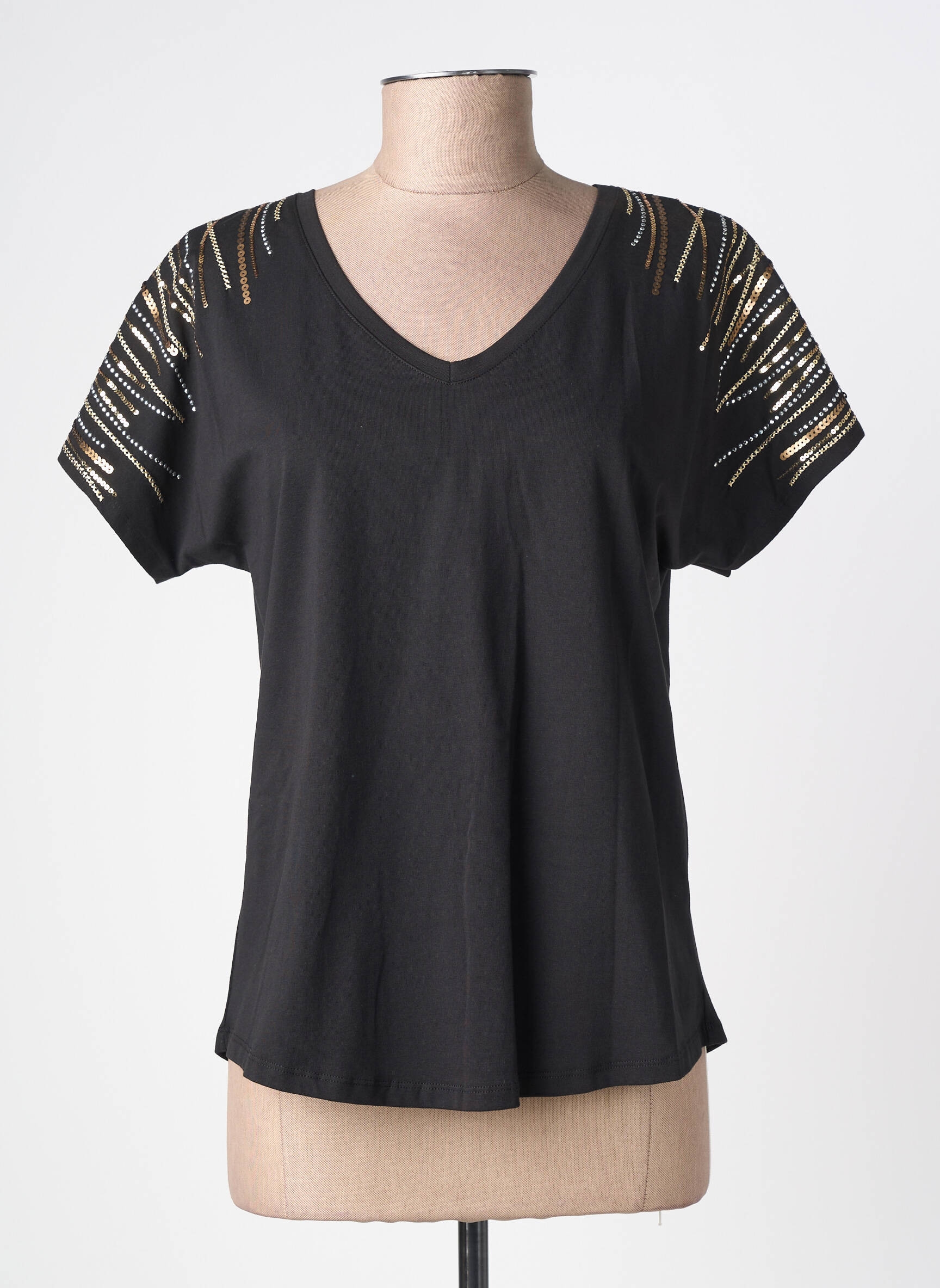 T-shirt coupe droite manches courtes noir ABRIL femme