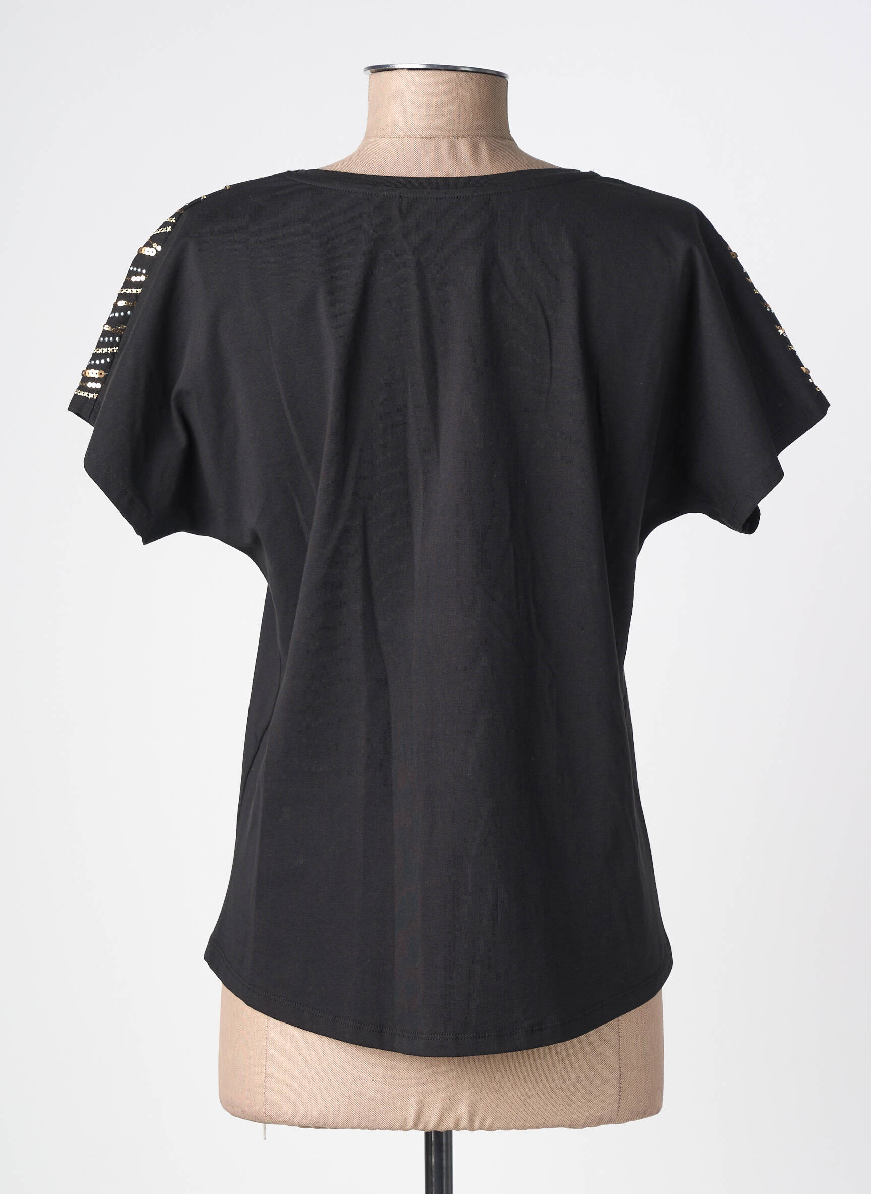 T-shirt coupe droite manches courtes noir ABRIL femme
