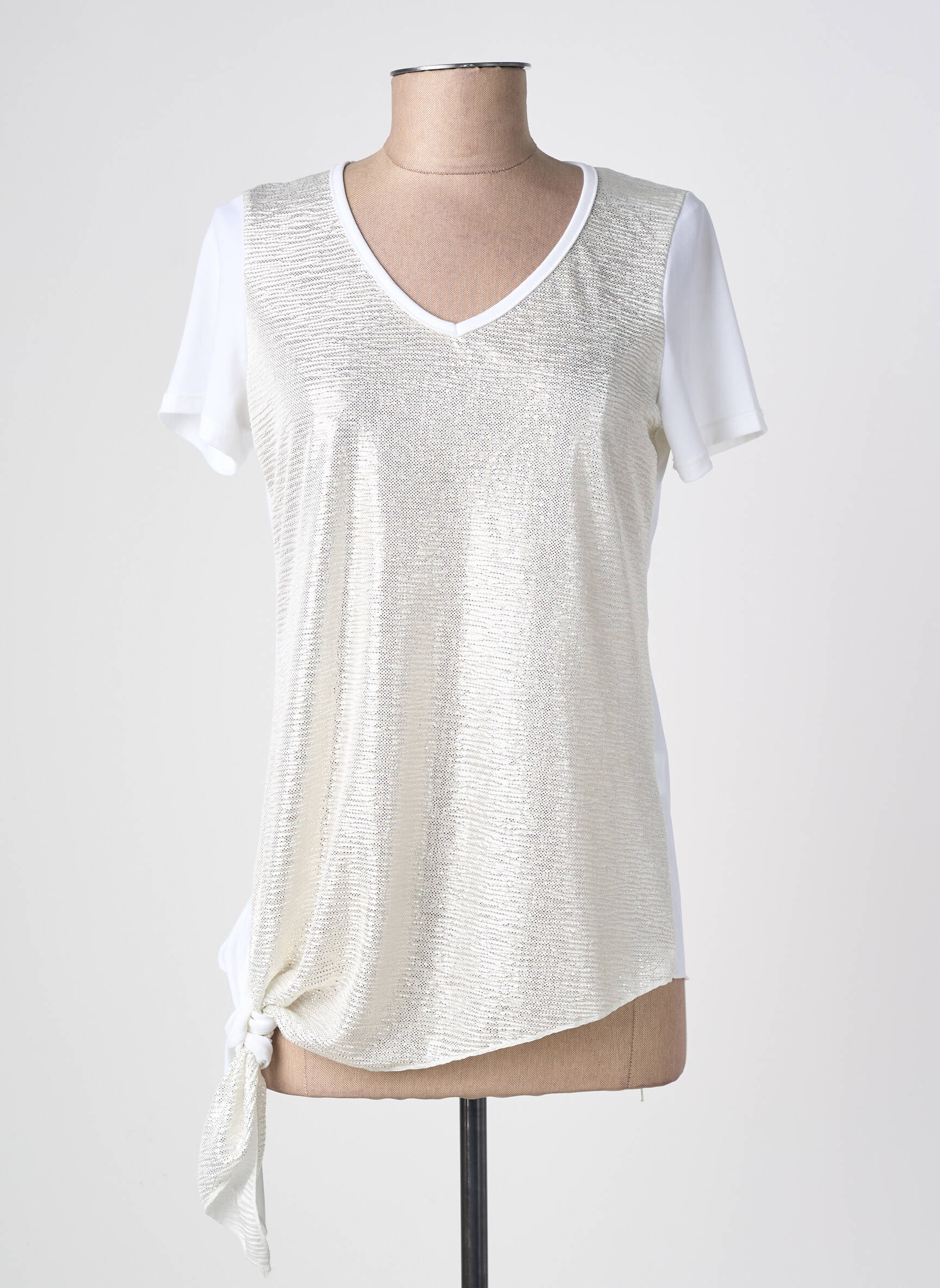 T-shirt coupe droite manches courtes blanc NURIA VILARDAGA femme