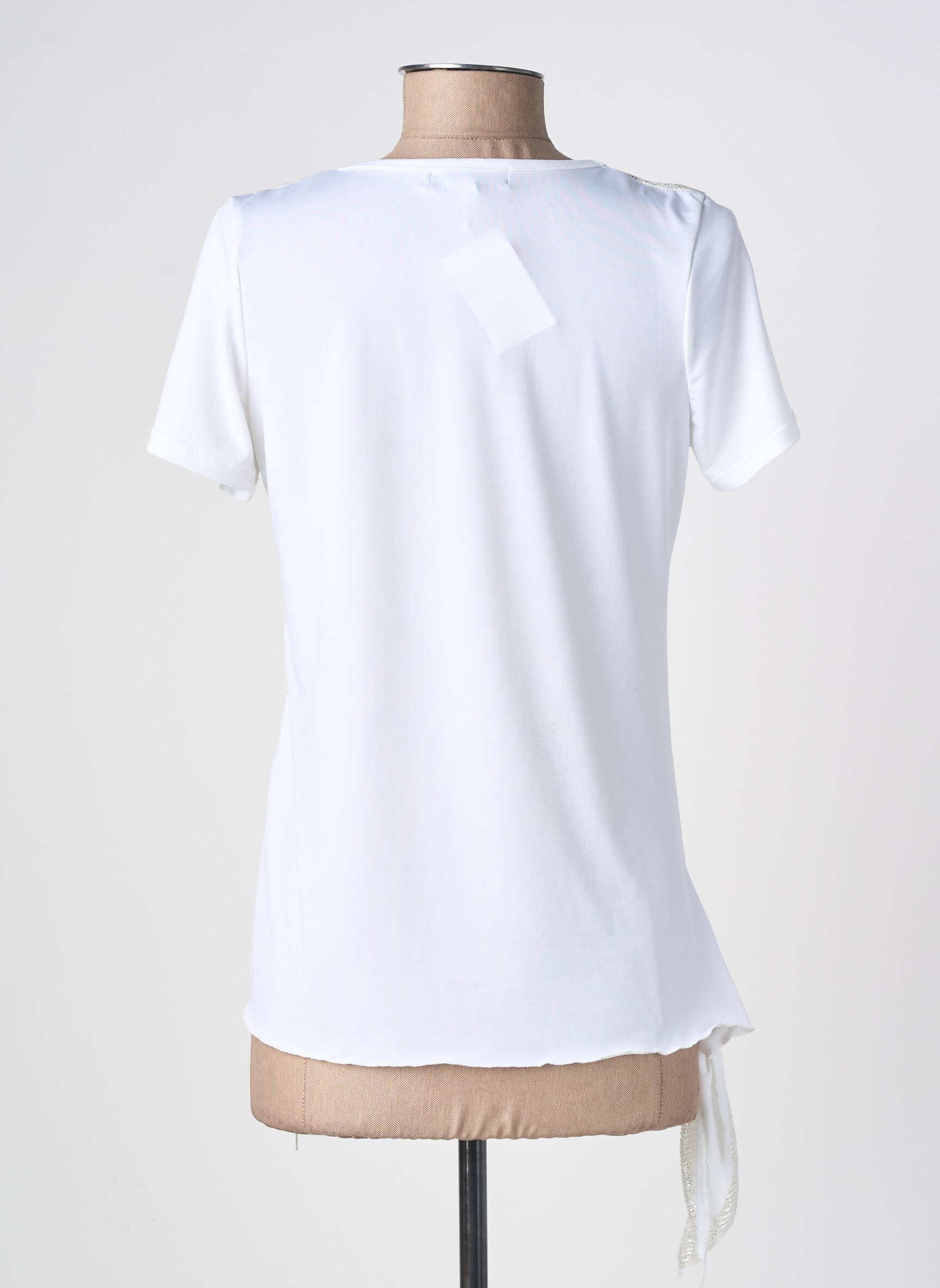 T-shirt coupe droite manches courtes blanc NURIA VILARDAGA femme