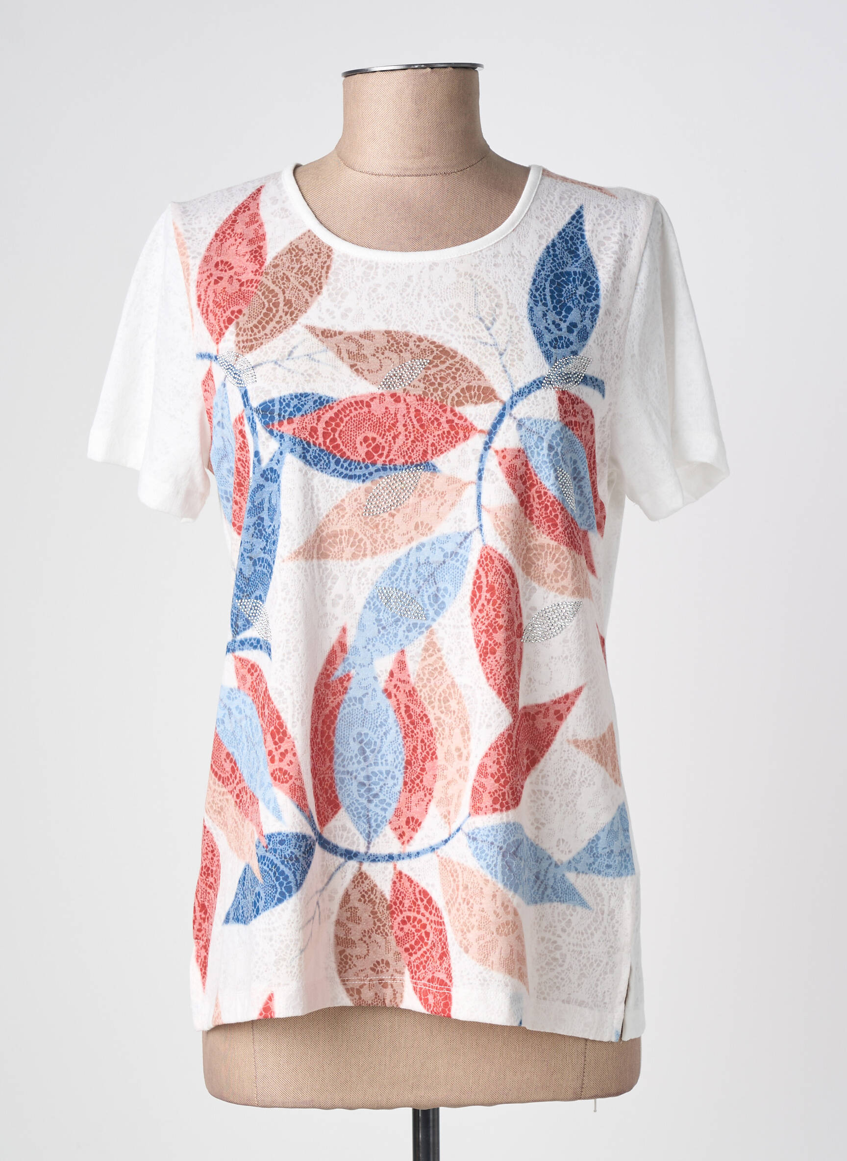 T-shirt imprimé fantaisie manches courtes blanc PLURIELLES femme
