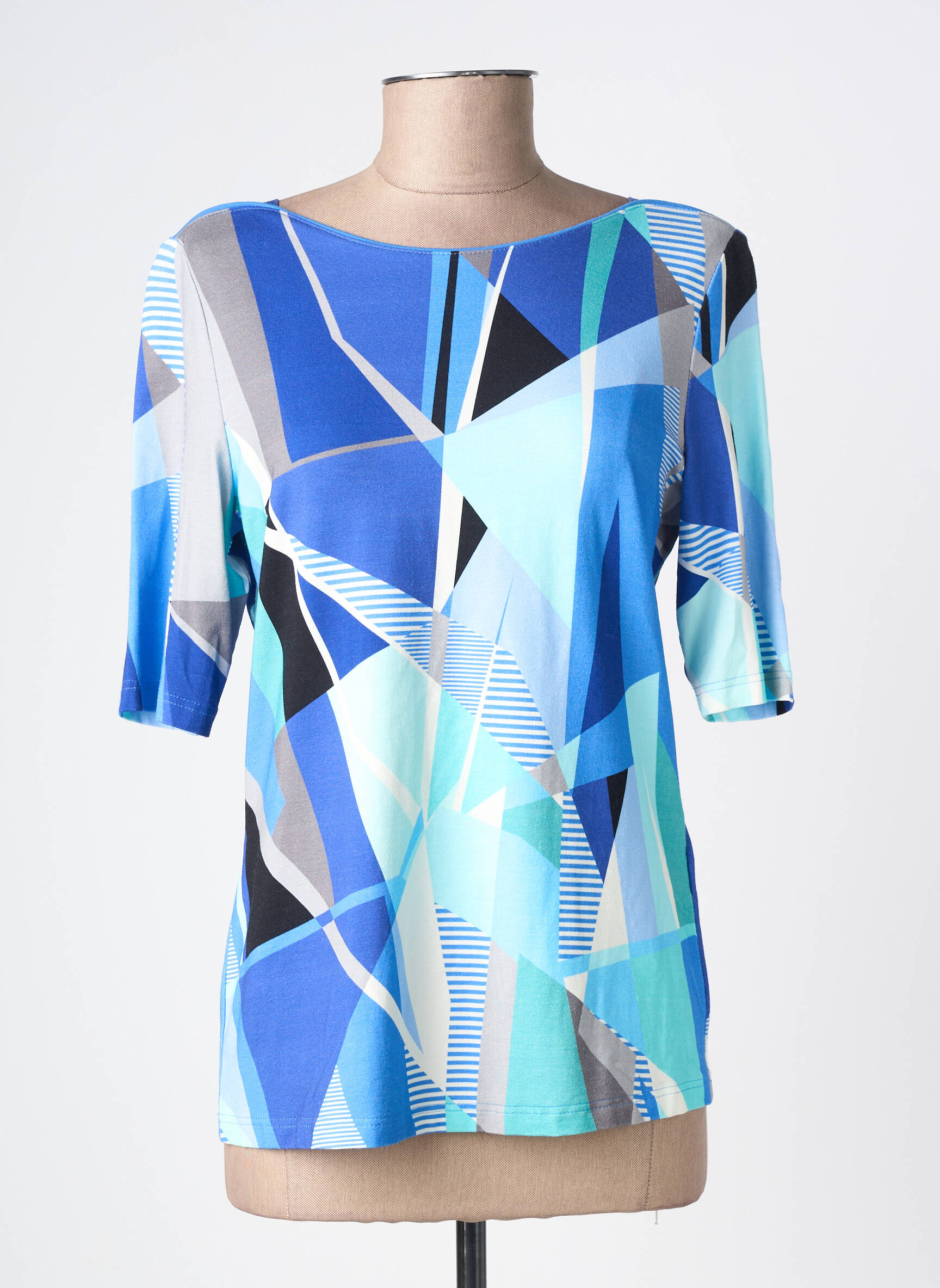 T-shirt imprimé fantaisie manches courtes bleu BARBARA LEBEK femme