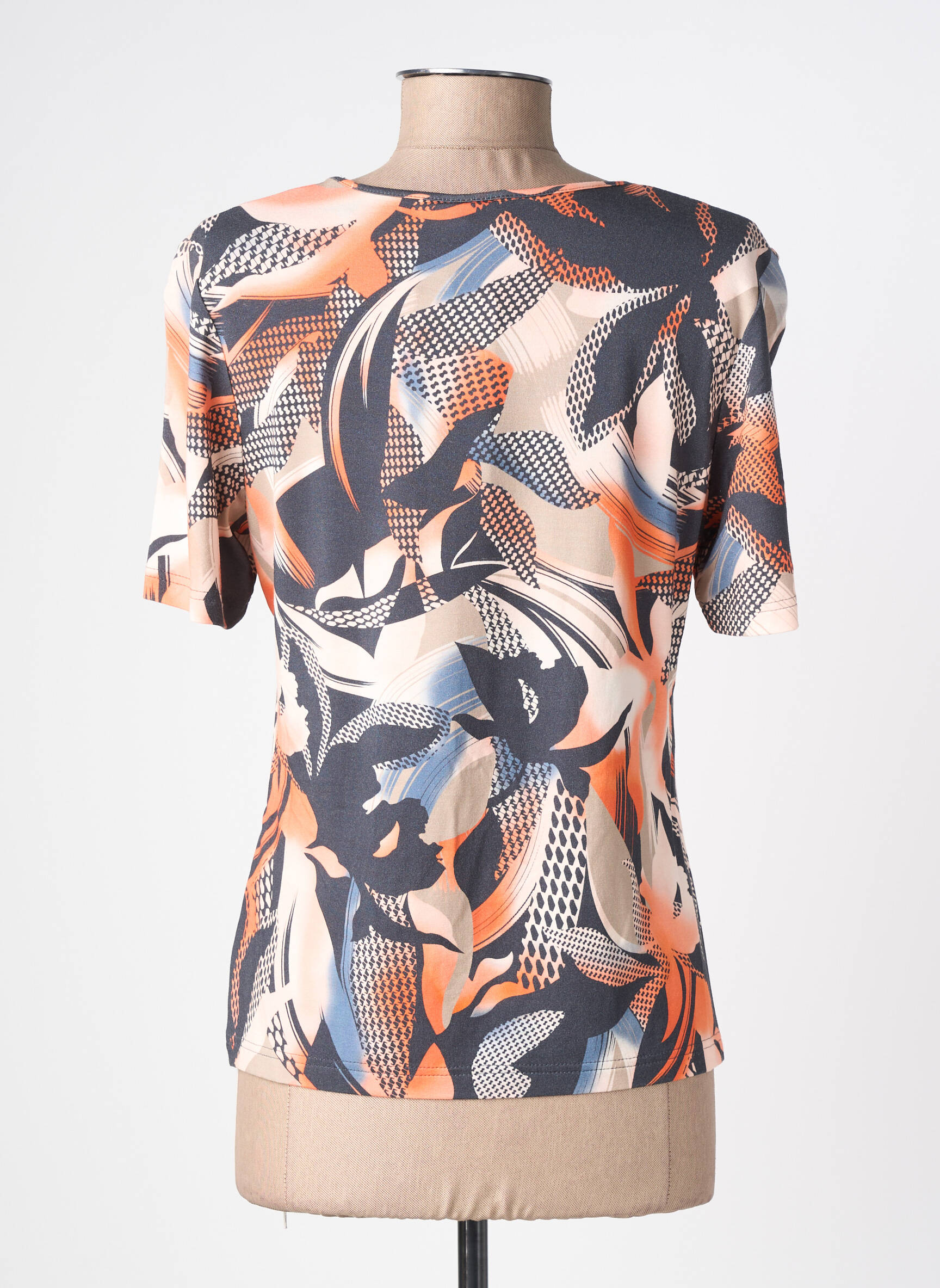 T-shirt imprimé fantaisie manches courtes orange BARBARA LEBEK femme
