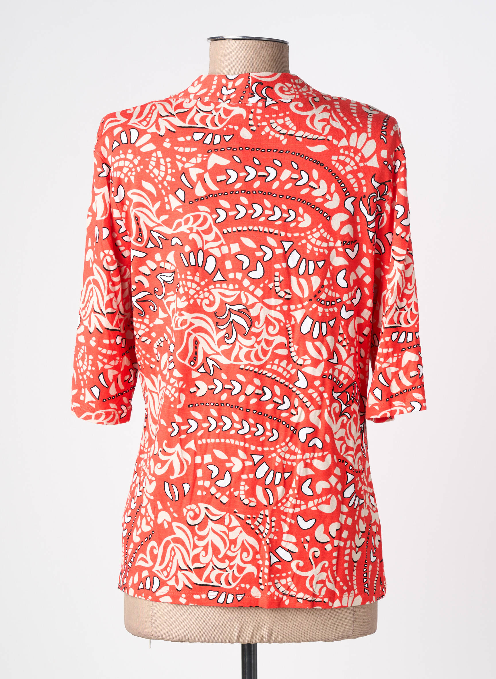 T-shirt imprimé fantaisie manches courtes rouge BARBARA LEBEK femme