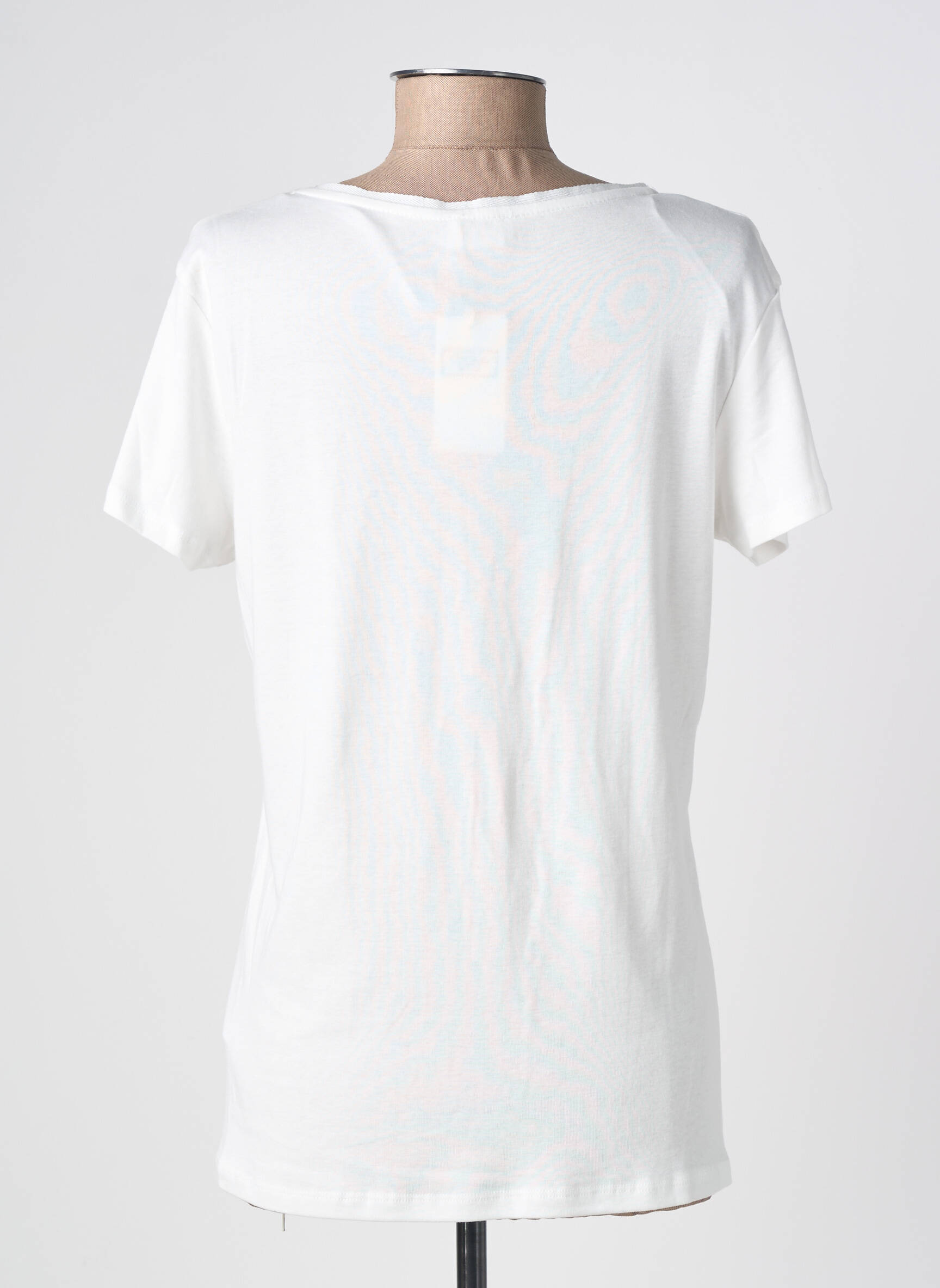 T-shirt col v manches courtes blanc C'EST BEAU LA VIE femme
