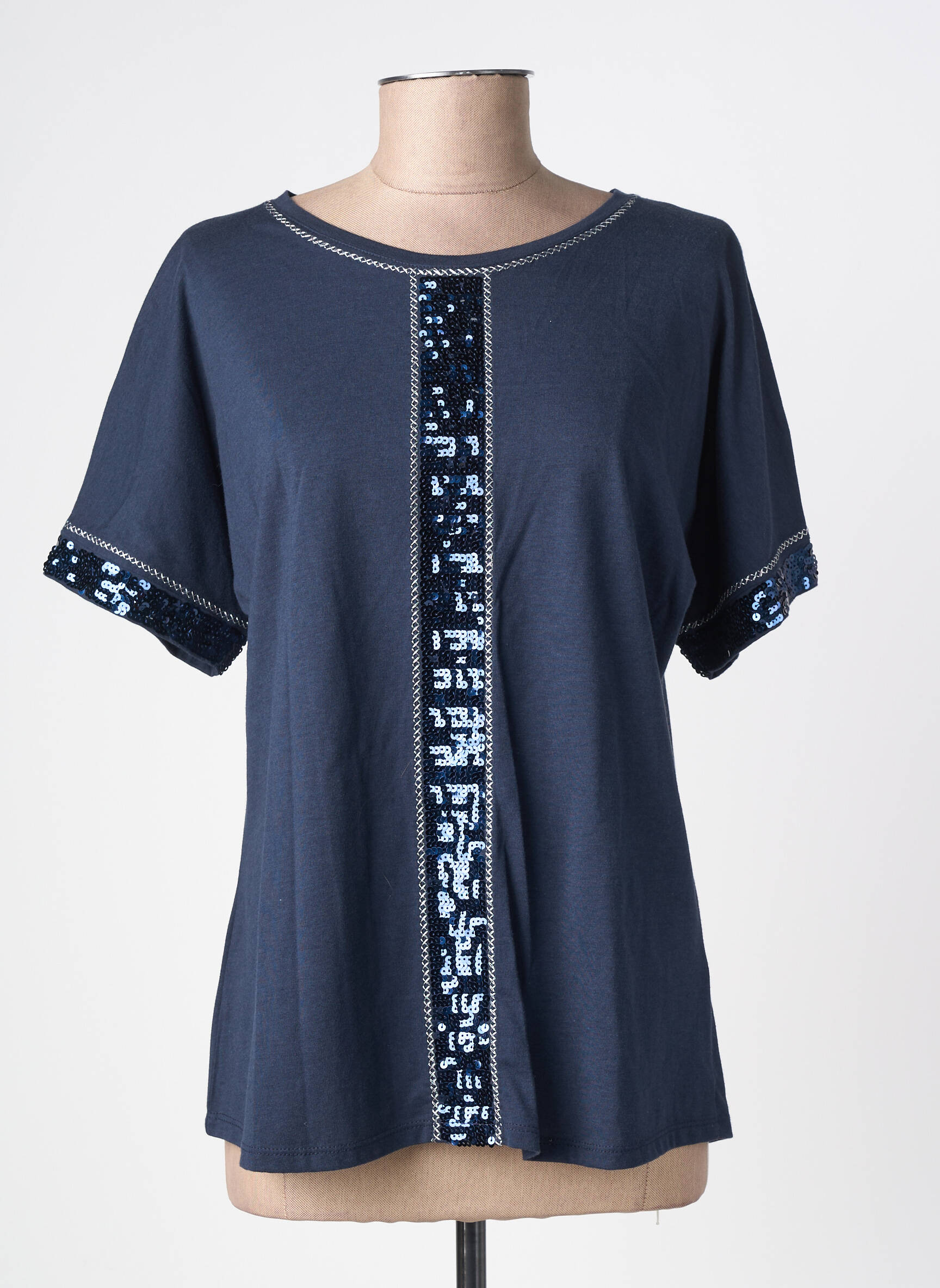 T-shirt coupe droite manches courtes bleu APRIL femme